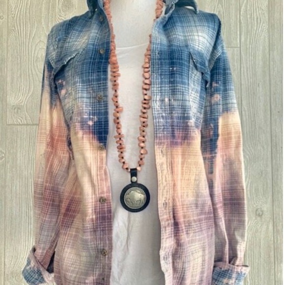 Blue Plaid Bleached Flannel - Picture 3 of 3